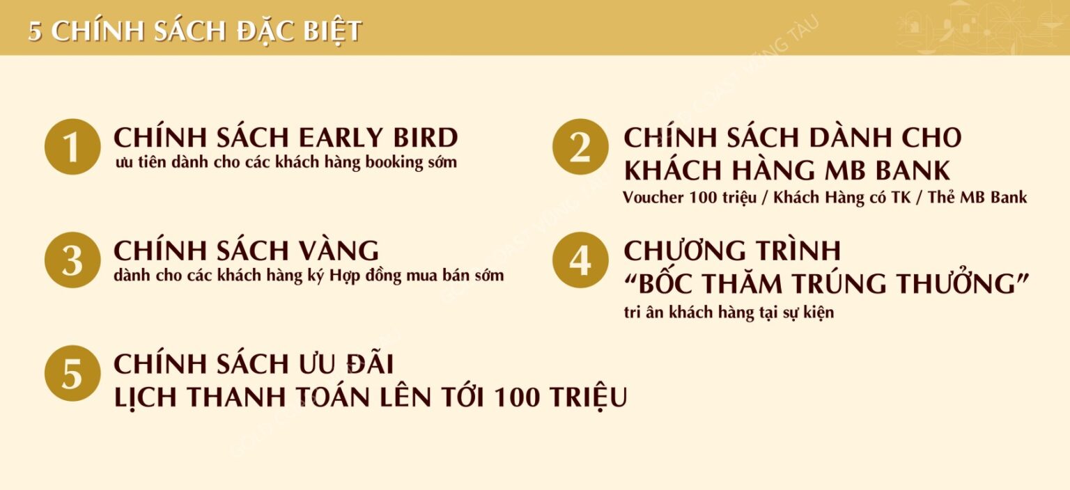 BẢNG GIÁ GOLD COAST 3 5 Chính Sách Ưu Đãi Gold Coast Vũng Tàu